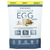 Designer Egg®, многофункциональный протеиновый порошок из цельного яйца, классическая ваниль, 704 г (1,55 фунта) — Designer Wellness
