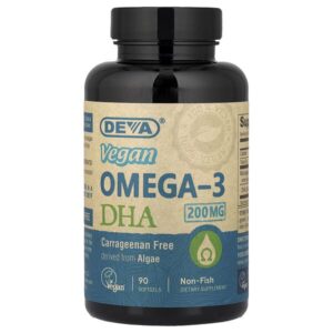 веганская омега-3 кислота ДГК, 90 капсул — Deva