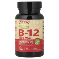 веганский витамин B12, быстрорастворимый, 2500 мкг, 90 таблеток — Deva