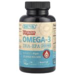Веганская омега-3 ДГК-ЭПК, с отсроченным высвобождением, 200 мг, 90 веганских капсул — Deva