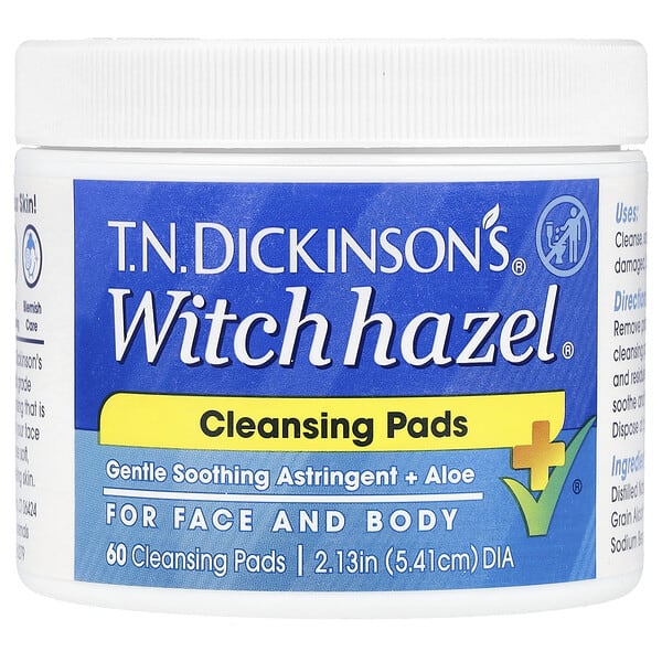 dic00010_v_54.jpg TN Dickinson's® Witch Hazel®, очищающие салфетки, без отдушек, 60 очищающих салфеток — Dickinson Brands