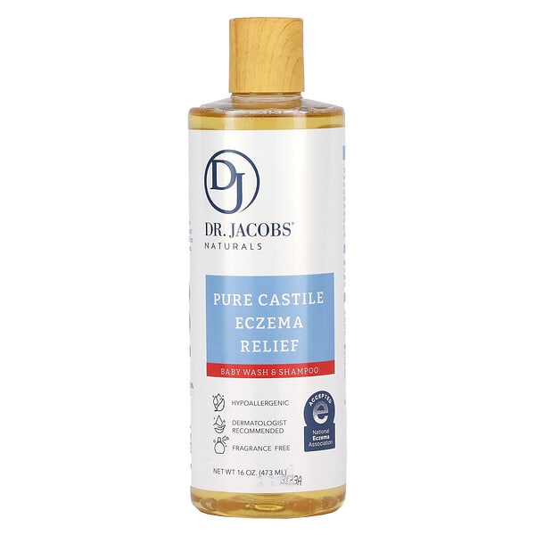 djn00574_v_10.jpg Pure Castile Eczema Relief, детский шампунь и гель для душа, без отдушек, 473 мл (16 унций) — Dr. Jacobs Naturals