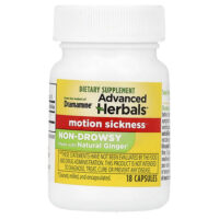 Advanced Herbals™ от токсикоза, не вызывает сонливости, 18 капсул (500 мг в 1 капсуле) — Dramamine