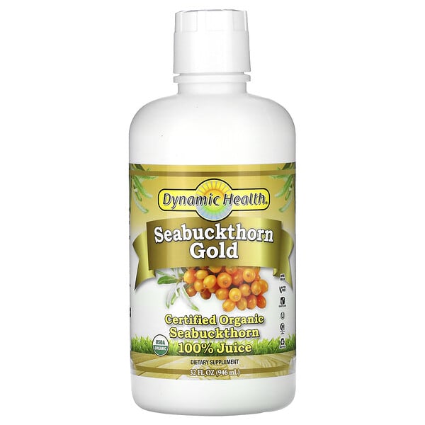 dnh10183_v_14.jpg Seabuctcorn Gold, сертифицированный органический сок из облепихи, 100% сок, 946 мл (32 жидк. унции) — Dynamic Health