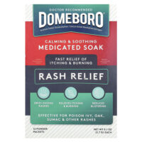Domeboro, лечебное средство Soak, средство от сыпи, 12 пакетиков с порошком, 2,7 г (0,1 унции) каждый