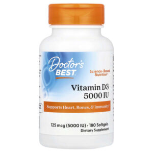 витамин D3, 125 мкг (5 000 МЕ), 180 капсул — Doctor's Best