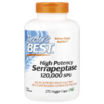 высокоэффективная серрапептаза, 120 000 SPU, 270 растительных капсул — Doctor's Best