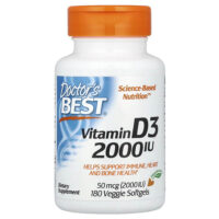 Витамин D3, 50 мкг (2000 МЕ), 180 растительных капсул — Doctor's Best