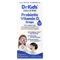 для детей, пробиотик с витамином D в каплях, 15 мл (0,5 жидк. унции) — DrKids