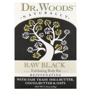 отшелушивающее кусковое мыло для тела, натуральное чёрное, 149 г — Dr. Woods
