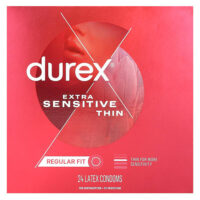 Thin, для чувствительных глаз, Regular Fit, 24 латексных презерватива — Durex