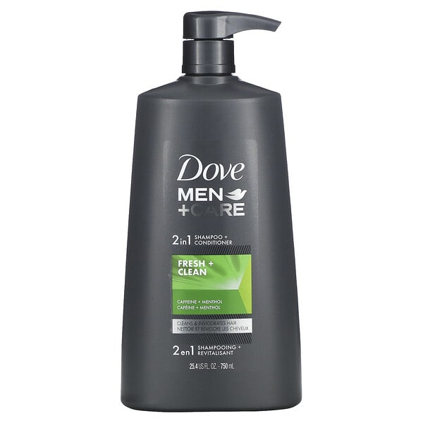 dve45185_v_4.jpg Men + Care, шампунь и кондиционер 2 в 1, Fresh & Clean, 750 мл (25,4 жидк. унц.) — Dove