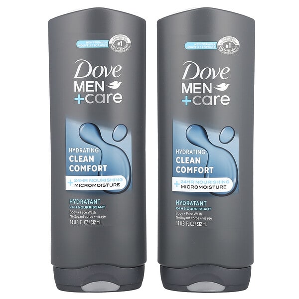 dve45542_v_20.jpg Men+Care, Clean Comfort, гель для душа, гель для душа, 2 шт. в упаковке, 532 мл (18 жидк. унций) — Dove