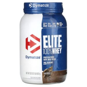 Elite 100% сывороточный протеин в порошке, насыщенный шоколад, 907 г (2 фунта) — Dymatize