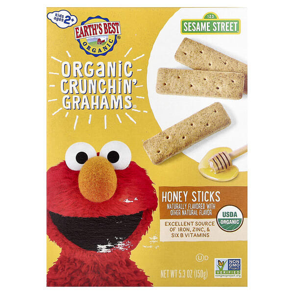 eab20301_v_32.jpg Organic Crunchin' Grahams®, медовые палочки для детей от 2 лет, 150 г (5,3 унции) — Earth's Best