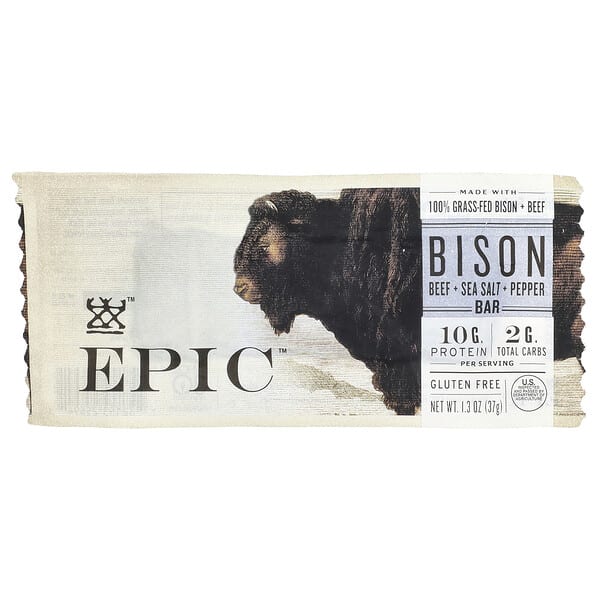 ebr25694_v_2.jpg Bison Bar, говядина, соль и перец, 37 г (1,3 унции) — Epic Bar