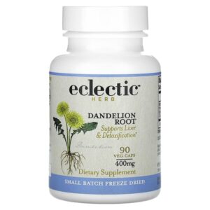 Freeze Dried Fresh, корень одуванчика, 400 мг, 90 растительных капсул — Eclectic Herb