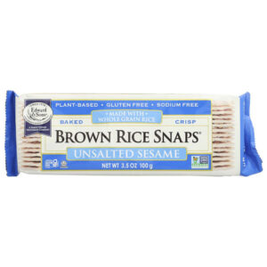Baked Brown Rice Snaps (Запеченные бисквиты из коричневого риса), несоленный кунжут, 100 г — Edward & Sons
