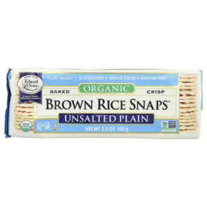 Organic Baked Crisp Brown Rice Snaps®, органический запеченный рис, несоленый, без добавок, 100 г (3,5 унции) — Edward & Sons
