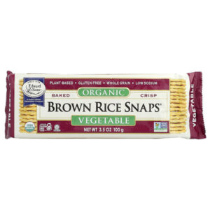 Organic Baked Crisp Brown Rice Snaps®, органический запеченный рис, овощи, 100 г (3,5 унции) — Edward & Sons
