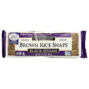 Baked Crisp Brown Rice Snaps®, черный кунжут, 100 г (3,5 унции) — Edward & Sons