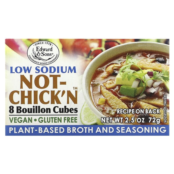 edw00395_v_9.jpg Бульонные кубики Not-Chick'n, с низким содержанием натрия, 8 кубиков — Edward & Sons