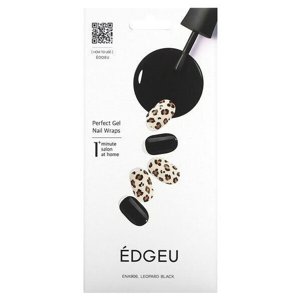 egu84700_v_2.jpg Perfect Gel Nail повязки, ENA 906, черный, леопардовый, набор из 19 предметов — Edgeu