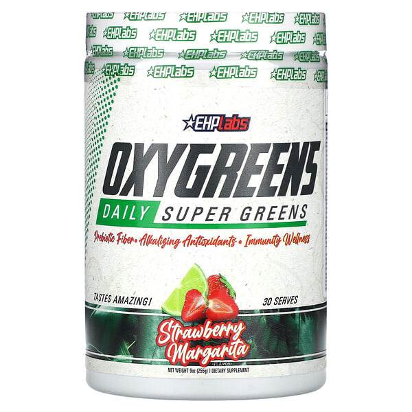 ehl18273_v_8.jpg OxyGreens, Daily Super Greens, клубника и маргарита, 255 г (9 унций) — EHPlabs