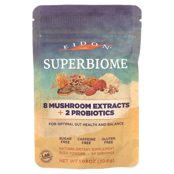 eid00046_v_2.jpg Superbiome, 8 экстрактов грибов + 2 пробиотика, 30,6 г (1,08 унции) — Eidon Ionic Minerals