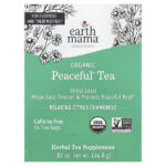 Organics, Organic Peaceful™ Tea, расслабляющий чай с цитрусовыми и ромашкой, без кофеина, 16 чайных пакетиков, 24,8 г (0,87 унции) — Earth Mama