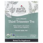 Organics, 100 органических чаев для третьего триместра, мята, без кофеина, 16 чайных пакетиков, 27,2 г (0,96 унции) — Earth Mama