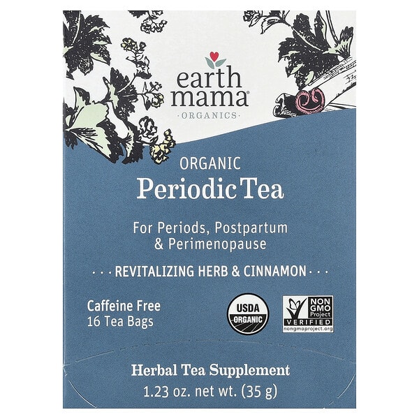 ema01016_v_43.jpg Organics, органический периодический чай, восстанавливающие травы и корица, без кофеина, 16 чайных пакетиков, 35 г (1,23 унции) — Earth Mama