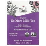 Organics, органический чай No More Milk, освежающий гибискус и шалфей, без кофеина, 16 чайных пакетиков, 27,2 г (0,96 унции) — Earth Mama