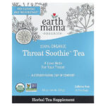 Organics, 100% органический чай Throat Soothie™, без кофеина, 16 чайных пакетиков, 28 г (0,98 унции) — Earth Mama
