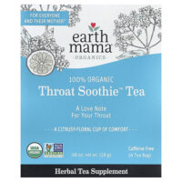 Organics, 100% органический чай Throat Soothie™, без кофеина, 16 чайных пакетиков, 28 г (0,98 унции) — Earth Mama