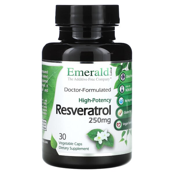 emr00208_v_8.jpg Ресвератрол, 250 мг, 30 растительных капсул — Emerald Laboratories