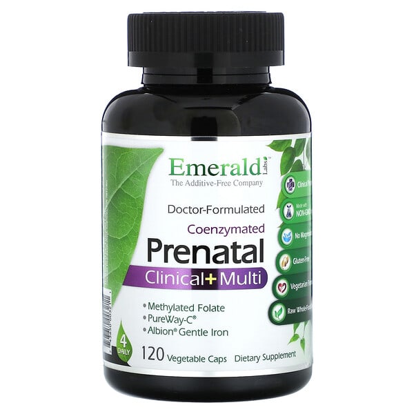 emr00321_v_10.jpg Coenzymated Prenatal Clinical + Multi, 120 растительных капсул — Emerald Laboratories