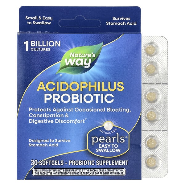 emt04293_v_36.jpg Пробиотический жемчуг Acidophilus, 1 млрд КОЕ, 30 мягких таблеток — Nature's Way