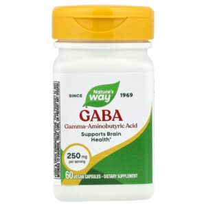ГАМК, 250 мг, 60 веганских капсул — Nature's Way