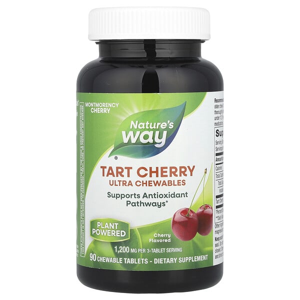emt15831_v_27.jpg Tart Cherry, Ultra Chewables, вишня, 90 жевательных таблеток (400 мг в одной таблетке) — Nature's Way