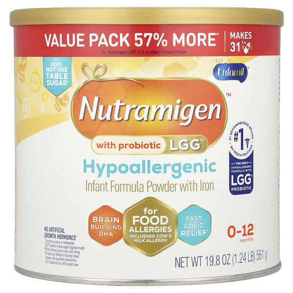enm23945_v_8.jpg Nutramigen™ с пробиотиком LGG®, гипоаллергенный, для детей 0–12 месяцев, 561 г (19,8 унции) — Enfamil