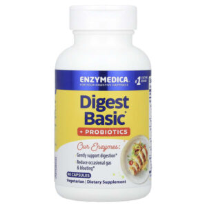 Digest Basic®, добавка для пищеварения с пробиотиками, 90 капсул — Enzymedica