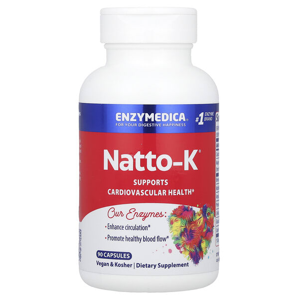 enz22090_v_45.jpg Natto-K, для сердечно-сосудистой системы, 90 капсул — Enzymedica