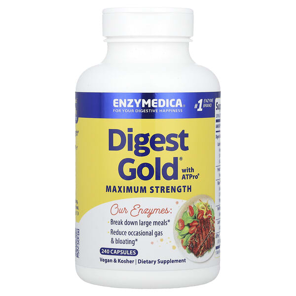enz27210_v_49.jpg Digest Gold с ATPro, добавка с пищеварительными ферментами, 240 капсул — Enzymedica