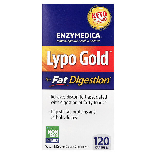 enz98131_v_42.jpg Lypo Gold, препарат для переваривания жиров, 120 капсул — Enzymedica