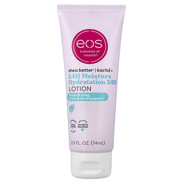 eos71400_v_8.jpg Shea Better™, 24-часовой увлажняющий лосьон, свежесть и Cozy, 74 мл (2,5 жидк. унции) — EOS