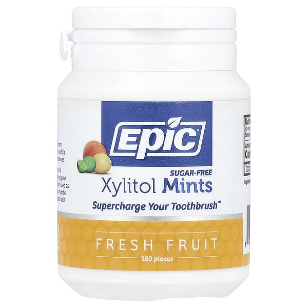 epd00155_v_37.jpg Ксилитоловая мята, без сахара, свежие фрукты, 180 шт. — Epic Dental