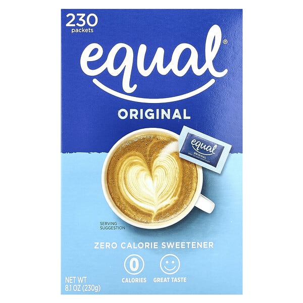 eqa10935_v_36.jpg Equal, Нулевой калорийный подсластитель, оригинальный, 230 пакетиков, 230 г (8,1 унции)