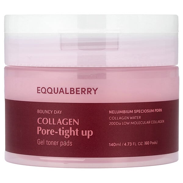 eqq45636_v_17.jpg Bouncy Day, Collagen Pore-Tight Up, гелевые тонизирующие диски, с коллагеном, 60 шт. — EQQUALBERRY