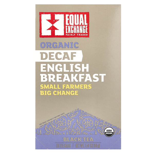 equ50021_v_36.jpg Organic Decaf English Breakfast, черный чай, 20 чайных пакетиков, 40 г (1,41 унции) — Equal Exchange